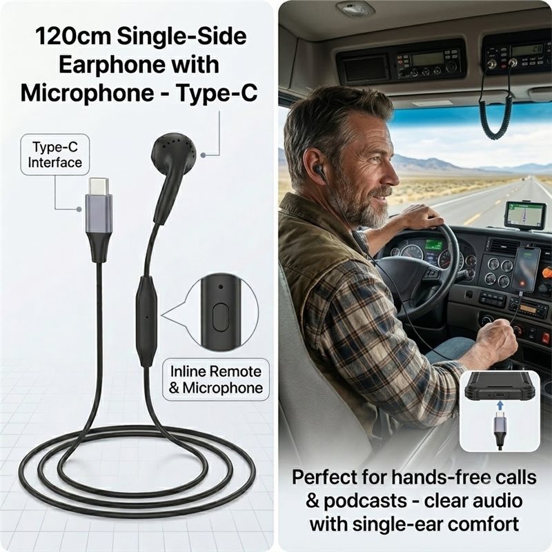 سماعة أذن واحدة من نوع DT75BG  - مراجعة Wired Earphone Mic وسعره